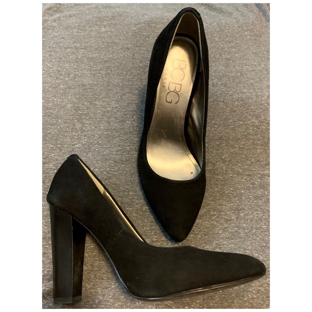 BCBG Black Suede Heels